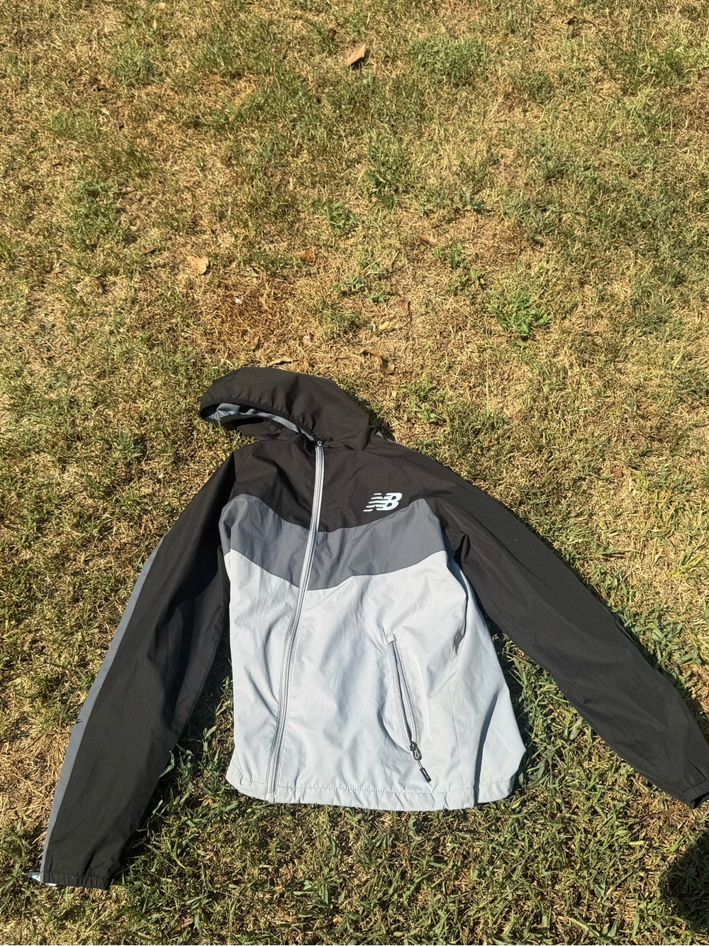 New Balance Black and Light Gray Hooded Windbreaker